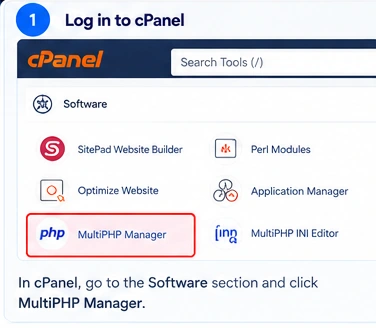 CPANEL guide: cpanel 01 open multiphp manager