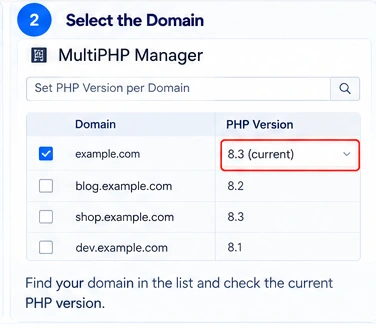 CPANEL guide: cpanel 02 select domain