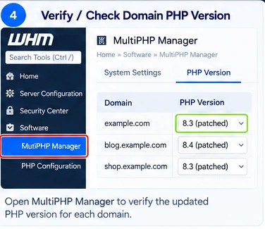 WHM guide: whm 04 check domain assignments